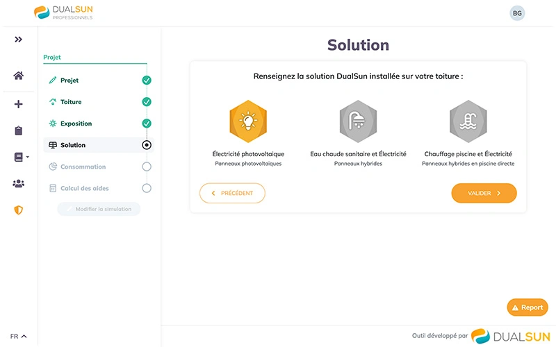 Step of the simulator with the offer selection